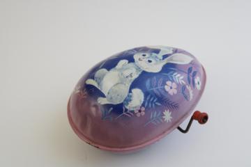vintage Mattel tin toy musical Easter egg made in Hong Kong, hand crank music box needs work
