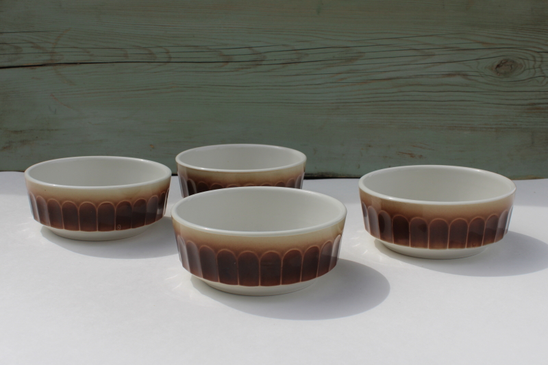 vintage Mayer china restaurant ware ironstone bowls, western style brown airbrush