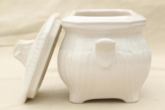 vintage McCoy pottery soup tureen, classic plain white ironstone style