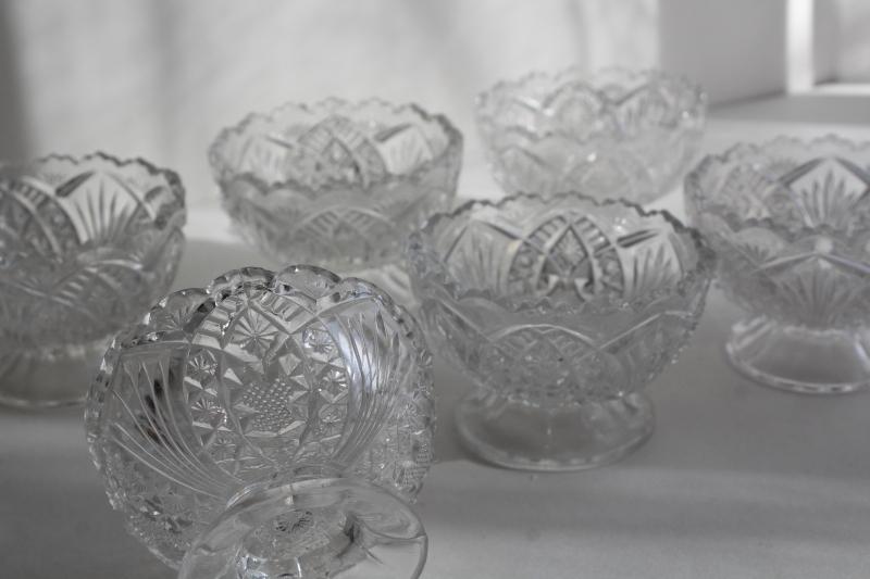 vintage McKee pressed pattern glass, mini punch bowls, finger bowls, sherbet dishes?