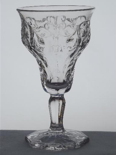 vintage McKee rock crystal depression glass water glasses, 8 goblets 