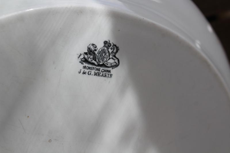 vintage Meakin white ironstone platter, huge heavy china tray or turkey platter