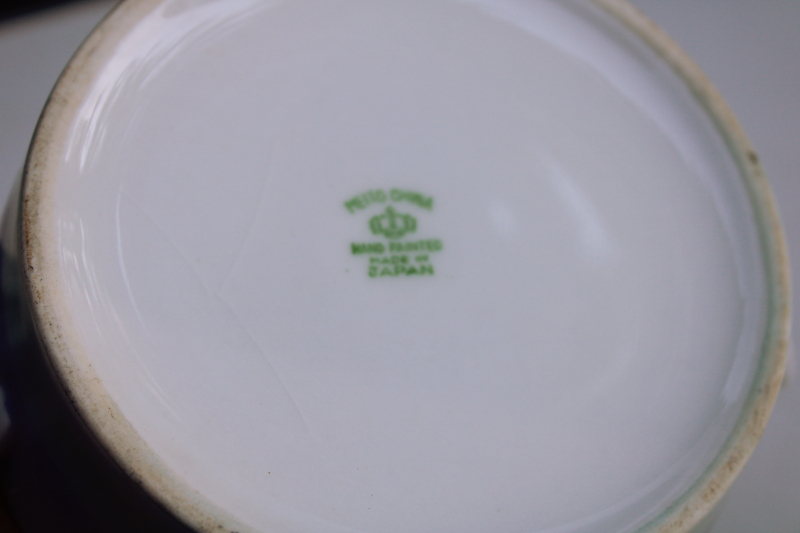 vintage Meito Japan hand painted china butter bucket or cheese dish with insert plate and lid