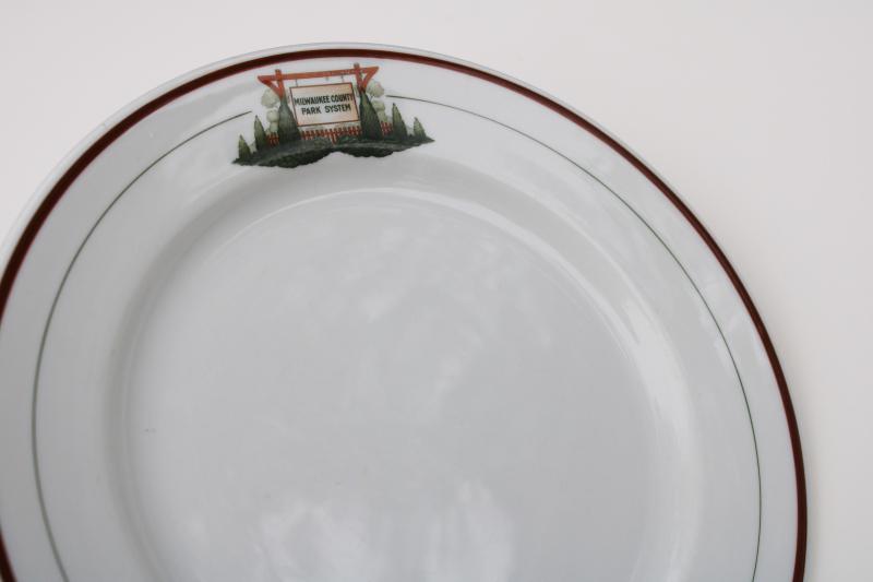 vintage Milwaukee County Parks ironstone china restaurant ware plate, Onadaga pottery