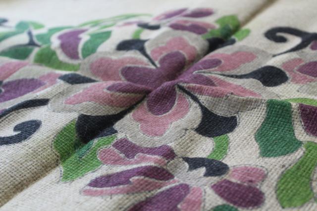 vintage Minerva needlework canvas, hooked rug to make - painted colors burlap rug backing