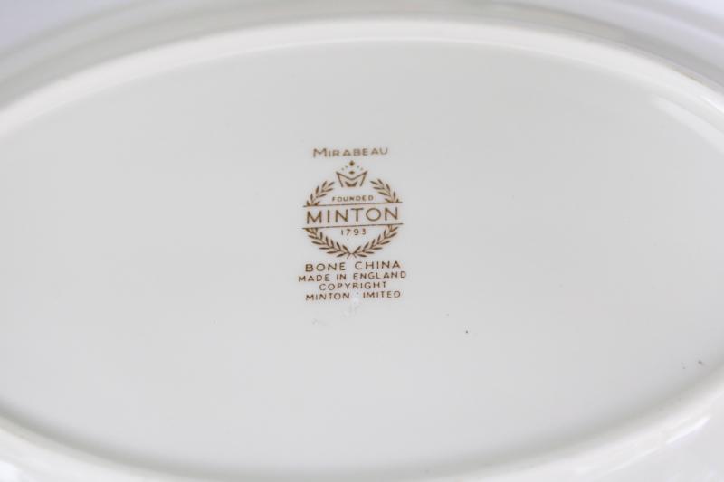 vintage Mirabeau Minton England bone china oval vegetable bowl, mint condition