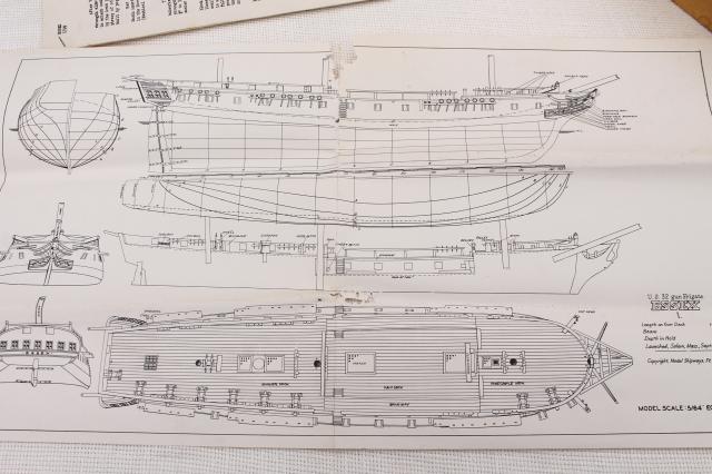 vintage Model Shipways kit 5/64ths USS Frigate Essex unbuilt wood ship model builder 