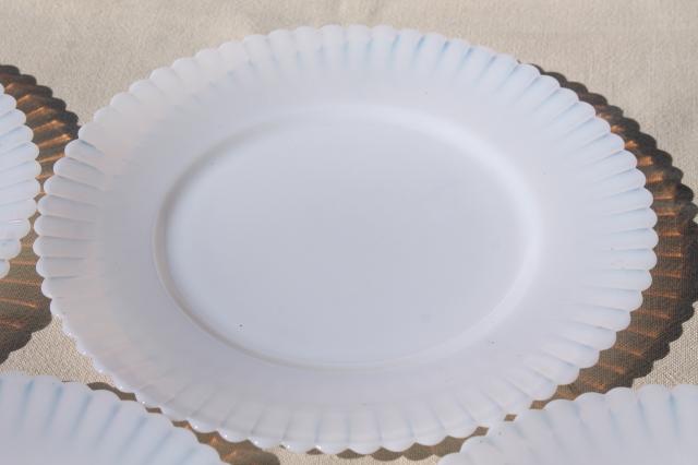 vintage Monax petalware opalescent glass milk glass salad plates set of 4