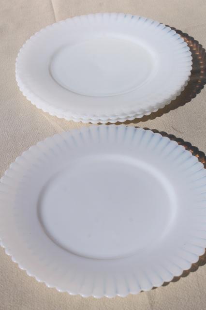 vintage Monax petalware opalescent glass milk glass salad plates set of 4