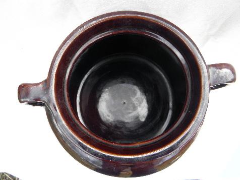 vintage Monmouth - Western pottery, old stoneware crock jar lettered Flour
