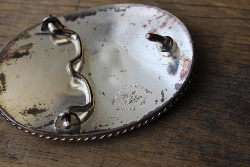 vintage Montana Silversmiths sterling over copper western belt buckle letter M monogram