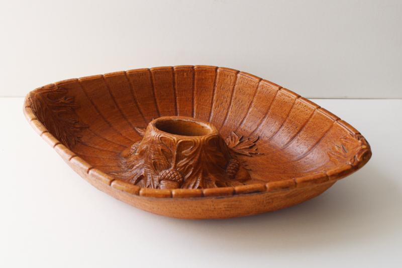 vintage Multi Products nut bowl w/ oak leaves & acorns, pressed wood composition