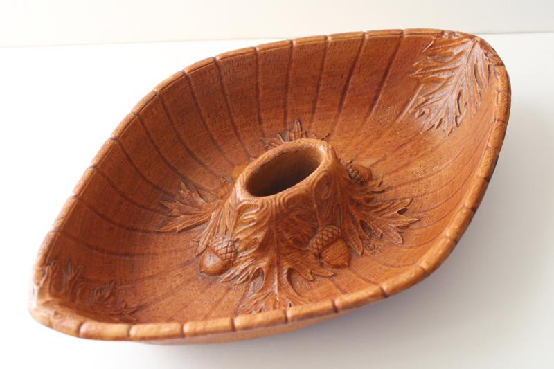 vintage Multi Products nut bowl w/ oak leaves & acorns, pressed wood composition