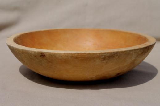 vintage Munising wood bowl, primitive old wooden bowl w/ oiled finish
