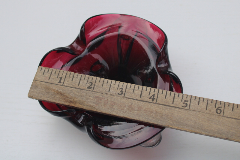 vintage Murano glass ashtray, clear cased plum purple amethyst glass