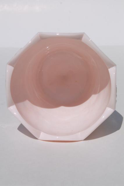 vintage Napco label shell pink milk glass paneled grape planter pot vase