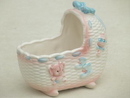 Vintage Ceramic Baby Bassinette Planter-Baby Crib Planter-Baby Flower  Arrangement Container-Welcome Baby Flower Container-Gifts -  日本