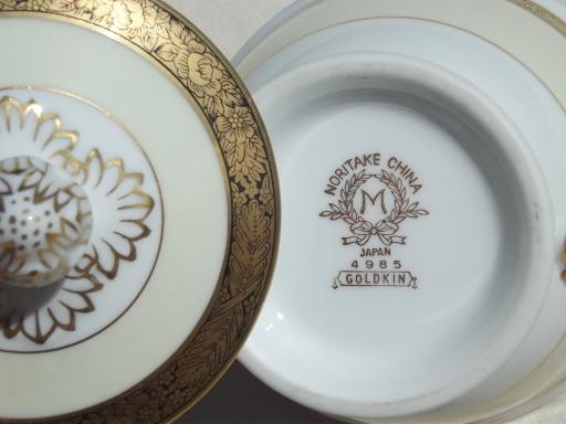 vintage Noritake Goldkin encrusted gold band china cream & sugar set