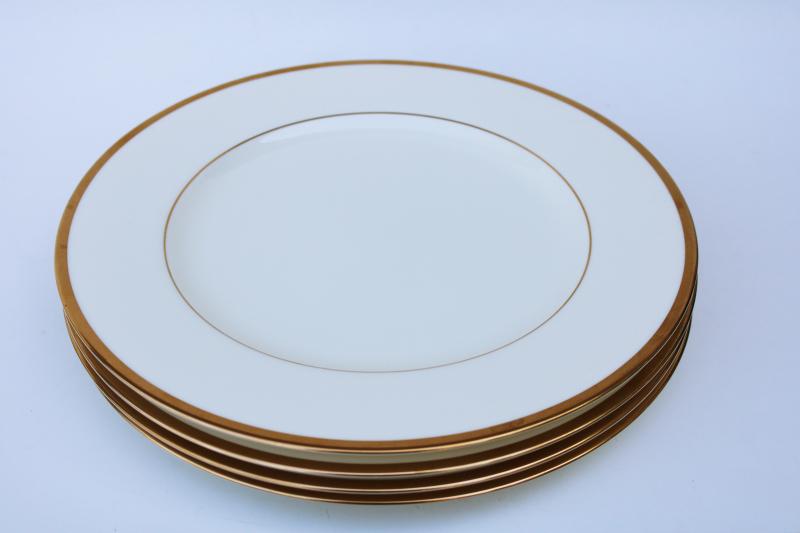 vintage Noritake Troy pattern dinner plates, wedding band china ivory w/ gold