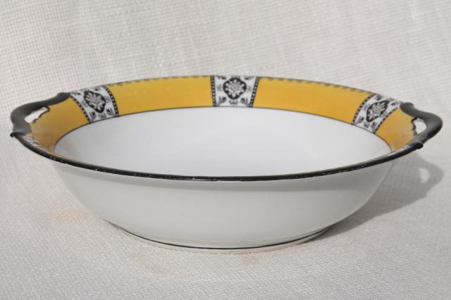 vintage Noritake china serving bowl w/ old M mark, art deco yellow & black design