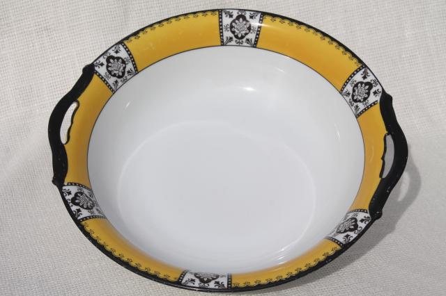 vintage Noritake china serving bowl w/ old M mark, art deco yellow & black design