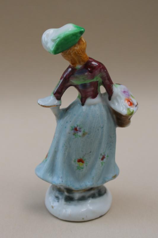 vintage Occupied Japan china figurine, miniature lady antique Staffordshire style