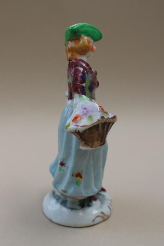 vintage Occupied Japan china figurine, miniature lady antique Staffordshire style
