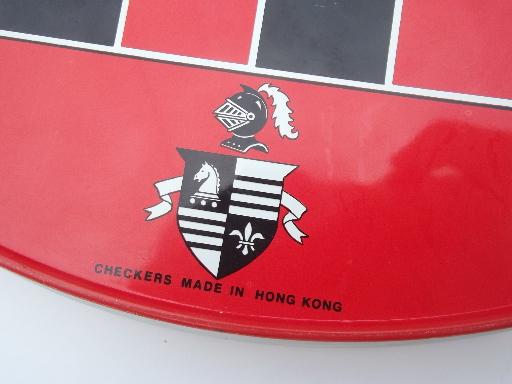 vintage Ohio Art metal litho tin game board, Chinese Checkers & checkers set