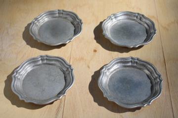 vintage Oneida Cambridge coasters or plates, Chippendale Queen Anne armetale type pewter
