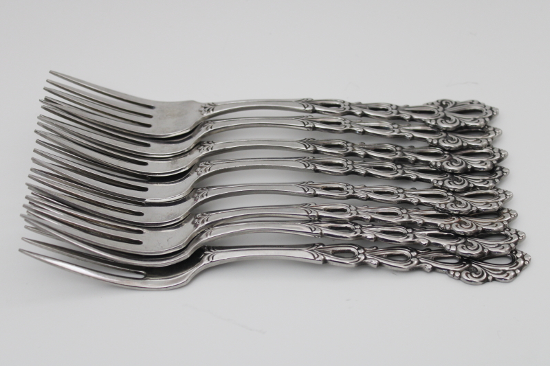 vintage Oneida Community stainless flatware, Chandelier pattern 8 dinner forks