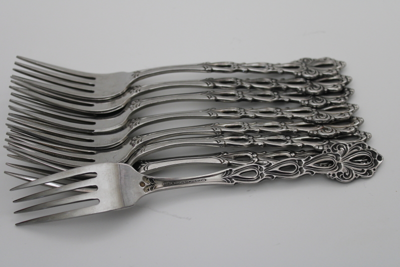 vintage Oneida Community stainless flatware, Chandelier pattern 8 dinner forks