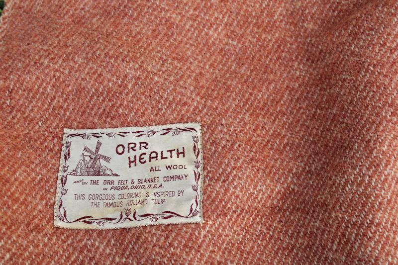 vintage Orr Health label wool blanket w/ heavy reversible weave ...