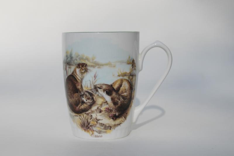 vintage Otters woodland animals Rosewood English fine bone china tea mug coffee cup