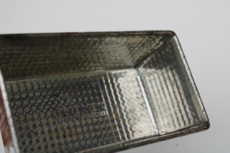 vintage Ovenex waffle weave texture metal baking pan for mini bread loaf 