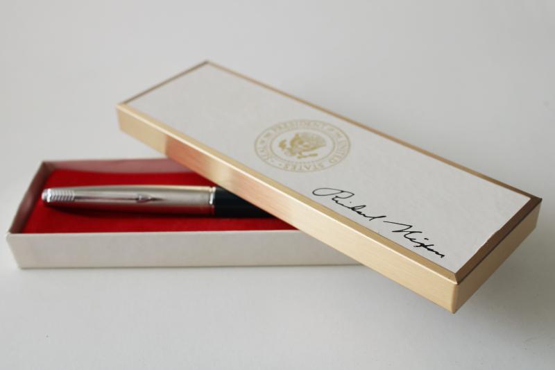 vintage Parker ballpoint pen, Richard Nixon The White House print signature & seal