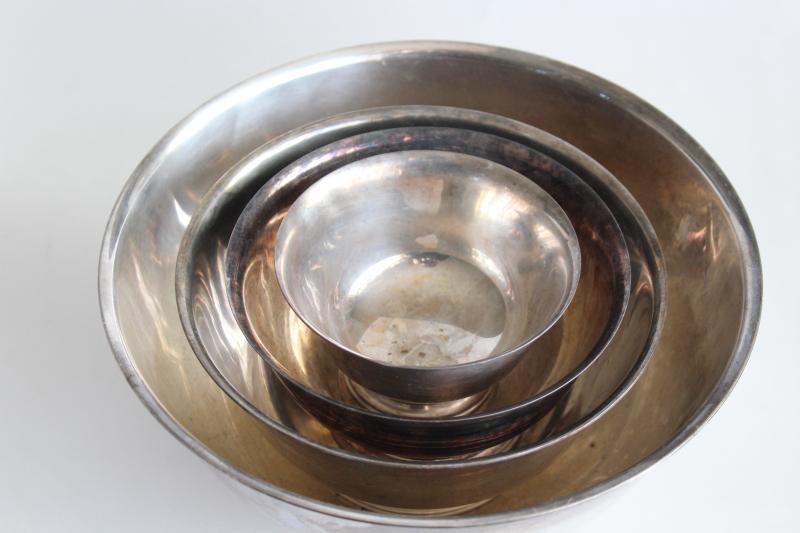 vintage Paul Revere bowls in graduated sizes, silverplate not sterling silver