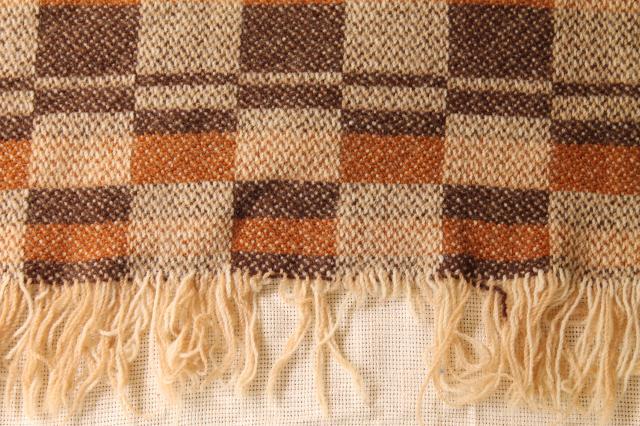 vintage Pendleton wool blanket, fringed camp blanket / throw in warm fall colors