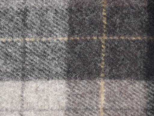 vintage Pendleton wool plaid camp blanket, shades of grey fringed throw
