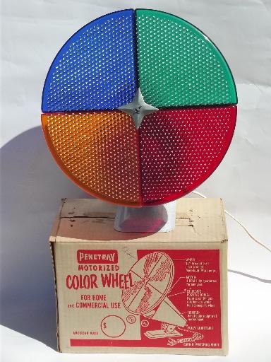 vintage Penetray Christmas tree color wheel rotating light in box, works
