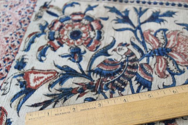 vintage Persian paisley block print fabric table runner from Iran, bohemian home decor