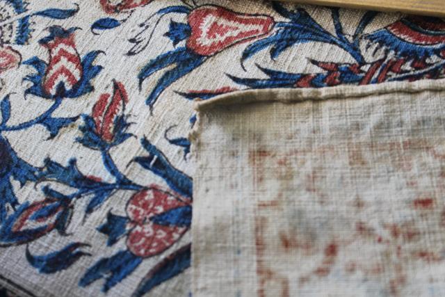 vintage Persian paisley block print fabric table runner from Iran, bohemian home decor