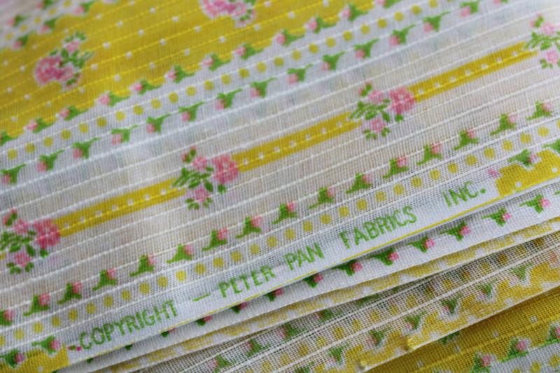 vintage Peter Pan floral print stripe cotton dimity, sheer crisp fabric
