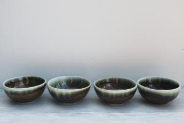 vintage Pfaltzgraff Gourmet copper green drip glaze pottery, set of cereal bowls