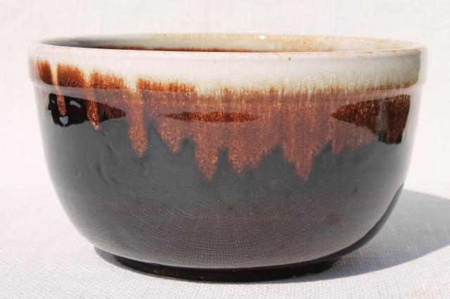 vintage Pfaltzgraff gourmet brown drip glaze pottery punch set bowl & hook handle cups