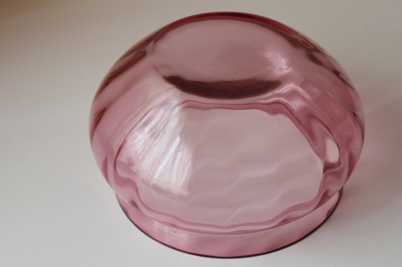 vintage Pilgrim cranberry glass rose bowl vase, hand blown art glass