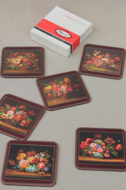 vintage Pimpernel - England cork coasters w/ Flemish flowers dutch ...