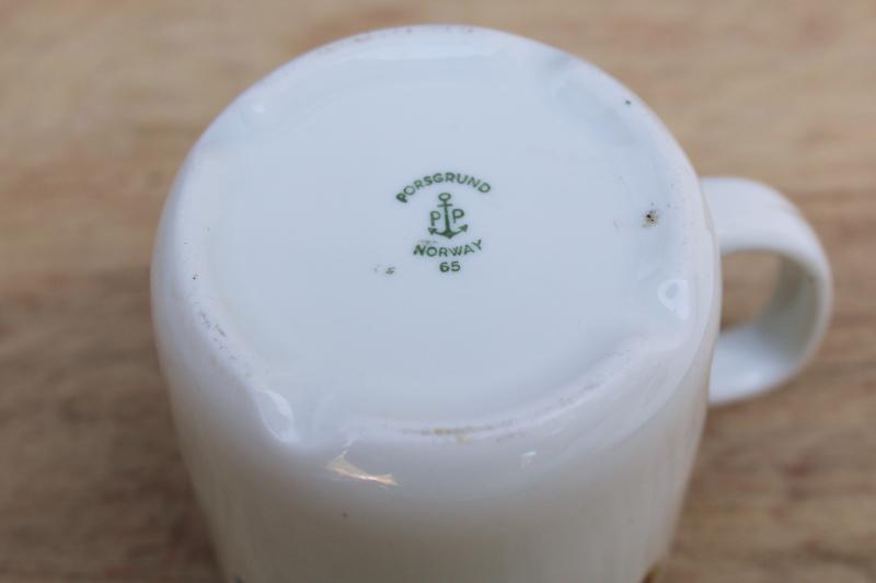 vintage Porsgrund Norway china, Farmers Rose pattern mug coffee cup