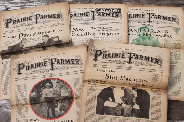 vintage Prairie Farmer newspapers, 1930s  depression era farm magazines lot