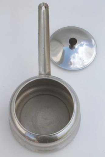 vintage Priscilla Ware aluminum double boiler water bath pan, 2 qt saucepan