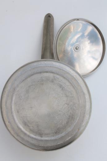 vintage Priscilla Ware aluminum double boiler water bath pan, 2 qt saucepan